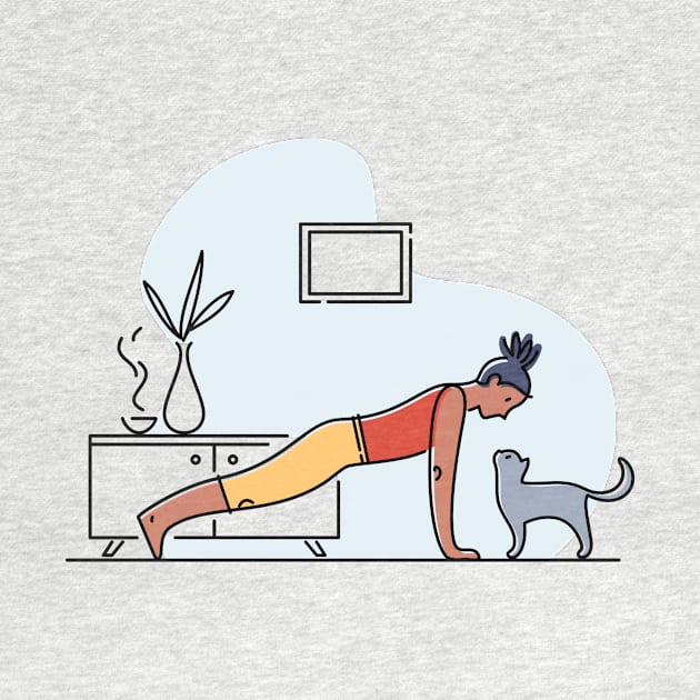 YOGA WITH CAT ILLUSTRATION by Trio Store